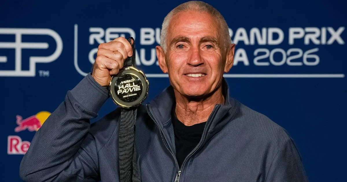 Mick Doohan en el homenaje del sábado en Phillip Island, en la imagen difundida por MotoGP.