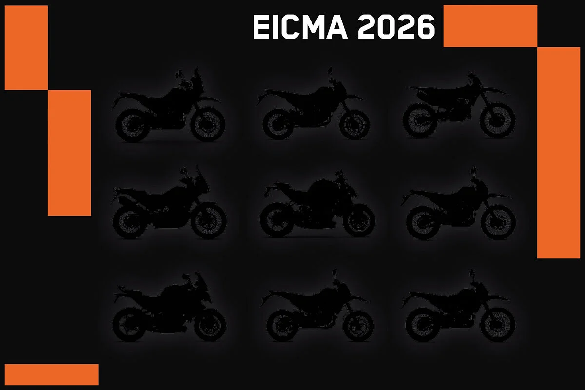 Material oficial de KTM para anunciar su gama 2027 en EICMA. Ilustra la convocatoria del fabricante; no es una fotografía de una presentación ya celebrada. Redimensionado y convertido a WebP.